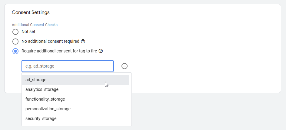 The Consent Settings dialog