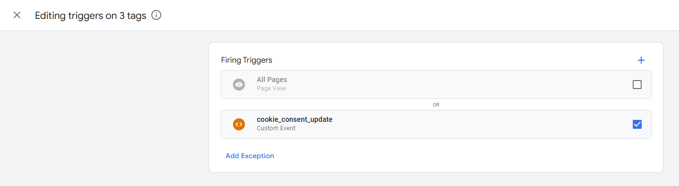 The triggers dialog